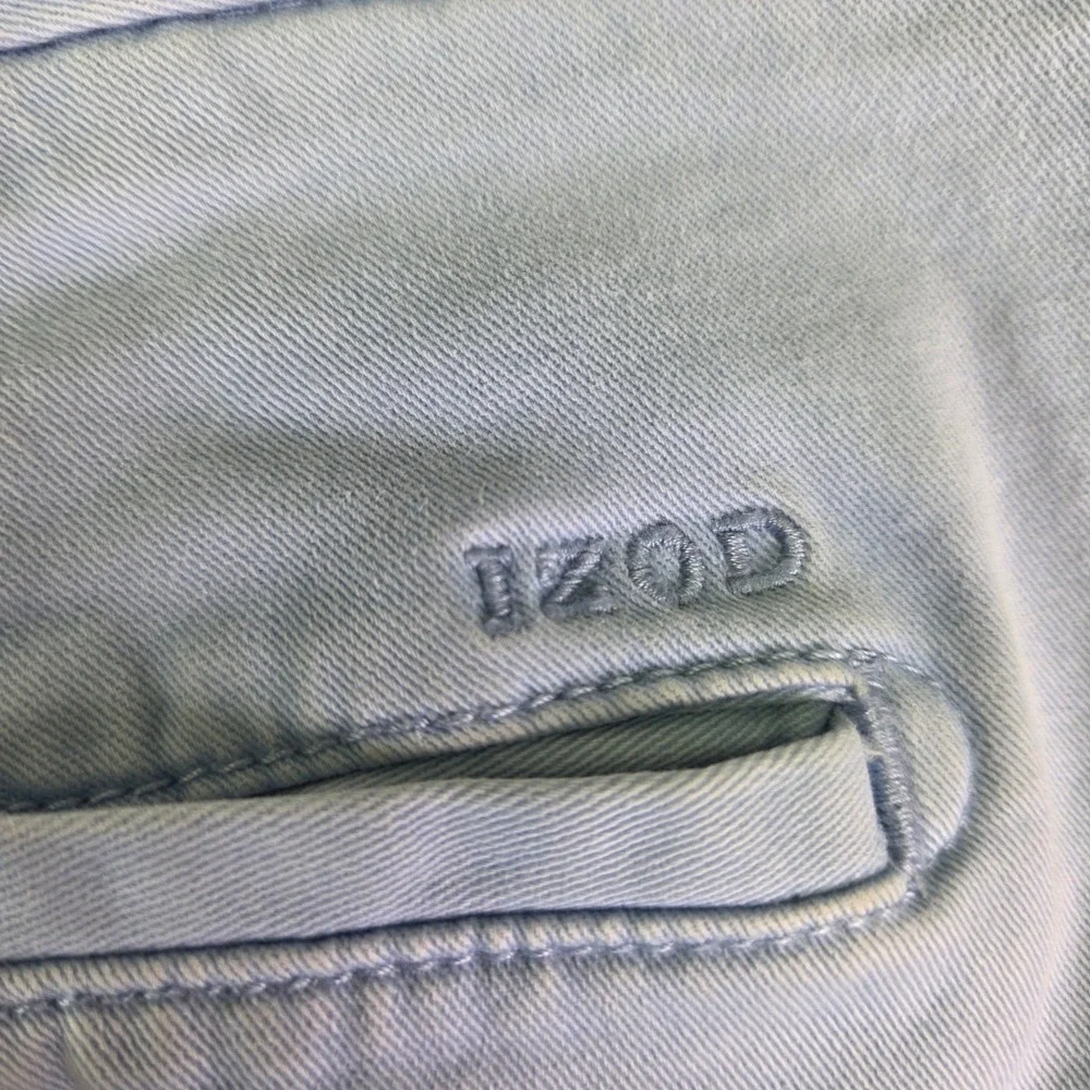 IZOD Saltwater Stretch Chino Pants Mens 34x30 Straight Leg Light Blue Cotton